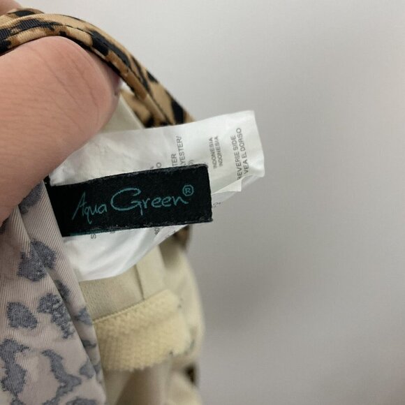 Aqua Green Women's Faux Wrap Animal Print One Piece Swimsuit Large - Picture 3 of 5